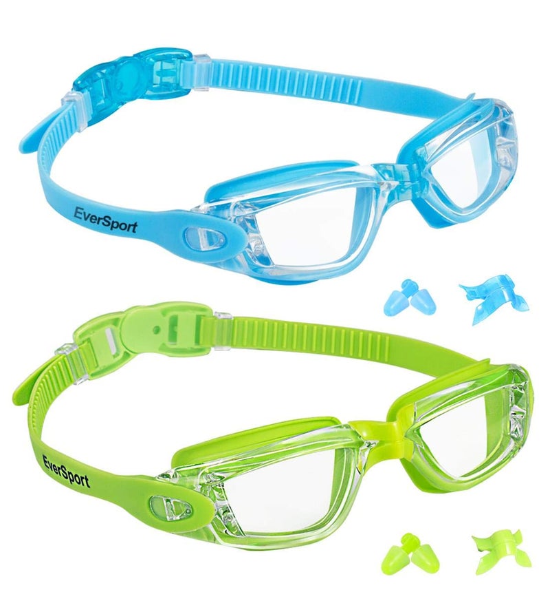 EverSport Kids Swim Goggles, Pack of 2 Swimming Goggles for Children Teens, Anti-Fog Anti-UV Youth Swim Glasses Leak Proof for Age4-16 - Image 1